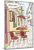 Street Cafe In Old Town Sketch Illustration-Selenka-Mounted Art Print