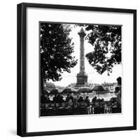 Street Cafe in the Rain, Colonne de Juillet, c1955-Paul Almasy-Framed Giclee Print