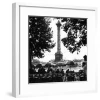 Street Cafe in the Rain, Colonne de Juillet, c1955-Paul Almasy-Framed Giclee Print