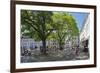 Street cafe on St. Johanner Markt Square in the Old Town, Saarbrucken, Saarland, Germany, Europe-Hans-Peter Merten-Framed Photographic Print