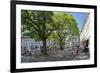 Street cafe on St. Johanner Markt Square in the Old Town, Saarbrucken, Saarland, Germany, Europe-Hans-Peter Merten-Framed Photographic Print