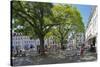 Street cafe on St. Johanner Markt Square in the Old Town, Saarbrucken, Saarland, Germany, Europe-Hans-Peter Merten-Stretched Canvas