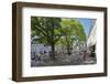 Street cafe on St. Johanner Markt Square in the Old Town, Saarbrucken, Saarland, Germany, Europe-Hans-Peter Merten-Framed Photographic Print