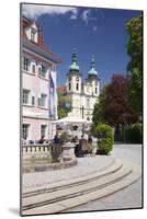 Street Cafe, St. Johann Church, Donaueschingen, Black Forest, Baden Wurttemberg, Germany-Markus Lange-Mounted Photographic Print