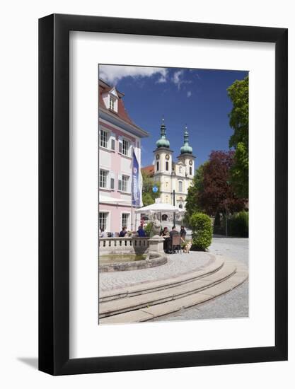 Street Cafe, St. Johann Church, Donaueschingen, Black Forest, Baden Wurttemberg, Germany-Markus Lange-Framed Photographic Print