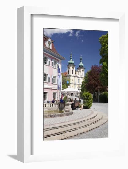 Street Cafe, St. Johann Church, Donaueschingen, Black Forest, Baden Wurttemberg, Germany-Markus Lange-Framed Photographic Print