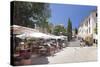 Street Cafes and Restaurant at Market Place Placa Major, Pollenca, Majorca-Markus Lange-Stretched Canvas