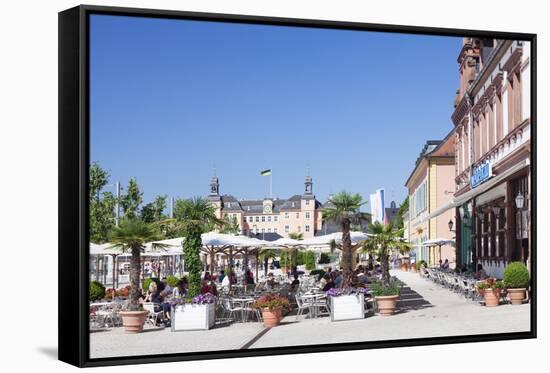 Street Cafes and Schloss Schwetzingen Palace-Markus-Framed Stretched Canvas