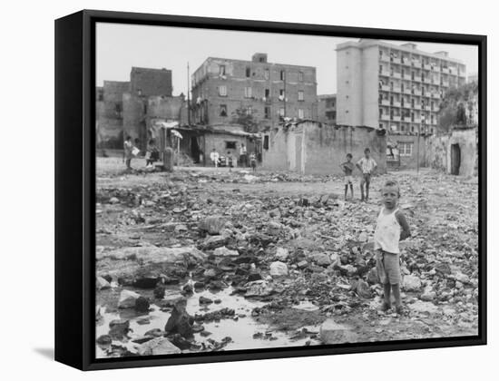 Street Children - Naples-Jean Finzi-Framed Stretched Canvas