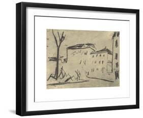 Street Corner in Dresden-Ernst Ludwig Kirchner-Framed Premium Giclee Print