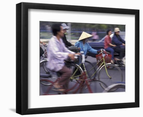 Street Crowded with Bicycles and Motorbikes, Saigon, Vietnam-Keren Su-Framed Photographic Print