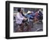 Street Crowded with Bicycles and Motorbikes, Saigon, Vietnam-Keren Su-Framed Photographic Print