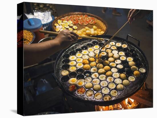 Street Food in a Mandalay Night Market-Jon Hicks-Stretched Canvas