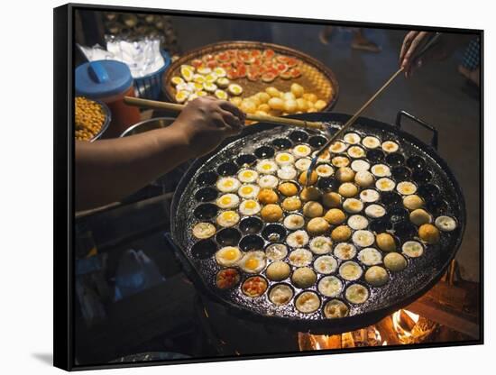 Street Food in a Mandalay Night Market-Jon Hicks-Framed Stretched Canvas