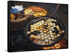 Street Food in a Mandalay Night Market-Jon Hicks-Framed Stretched Canvas