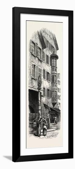 Street Fountain, Zurich, Switzerland, 19th Century-null-Framed Giclee Print