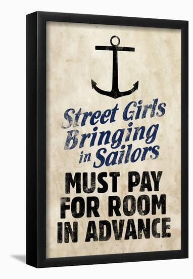 Street Girls Bringing in Sailors Art Poster Print-null-Framed Poster
