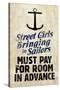 Street Girls Bringing in Sailors Art Poster Print-null-Stretched Canvas