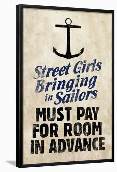 Street Girls Bringing in Sailors Art Poster Print-null-Framed Poster