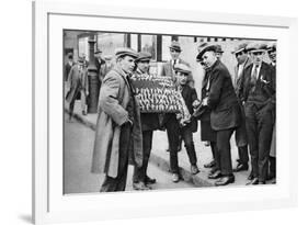 Street Hawker Selling Football Favours in King's Cross, London, 1911 (1926-192)-null-Framed Giclee Print