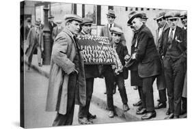Street Hawker Selling Football Favours in King's Cross, London, 1911 (1926-192)-null-Stretched Canvas