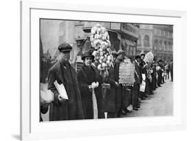 Street Hawkers Selling Football Favours in Walham Green, London, 1926-1927-null-Framed Giclee Print