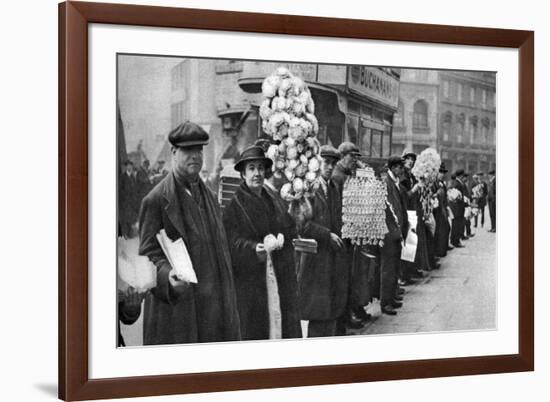 Street Hawkers Selling Football Favours in Walham Green, London, 1926-1927-null-Framed Giclee Print