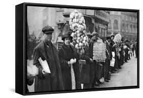 Street Hawkers Selling Football Favours in Walham Green, London, 1926-1927-null-Framed Stretched Canvas