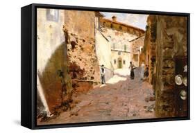 Street in Arezzo-Francesco Vinea-Framed Stretched Canvas