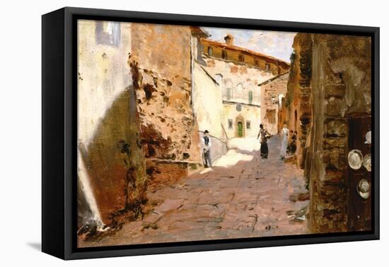 Street in Arezzo-Francesco Vinea-Framed Stretched Canvas