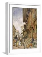 Street in Bombay, from 'India Ancient and Modern', 1867 (Colour Litho)-William 'Crimea' Simpson-Framed Giclee Print