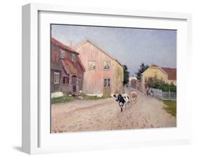 Street in Hokksund, 1891-Fritz Thaulow-Framed Giclee Print