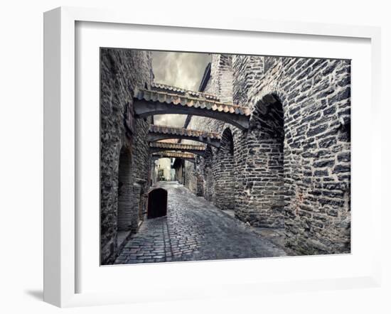 Street in Old Town in Tallinn, Estonia-amok-Framed Photographic Print