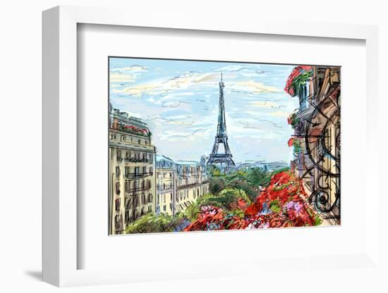 Street in Paris - Illustration-ZoomTeam-Framed Photographic Print