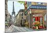 Street in Paris - Illustration-ZoomTeam-Mounted Photographic Print