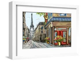 Street in Paris - Illustration-ZoomTeam-Framed Photographic Print