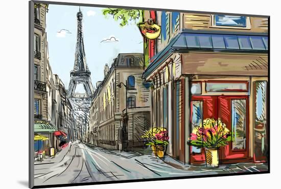 Street in Paris - Illustration-ZoomTeam-Mounted Photographic Print