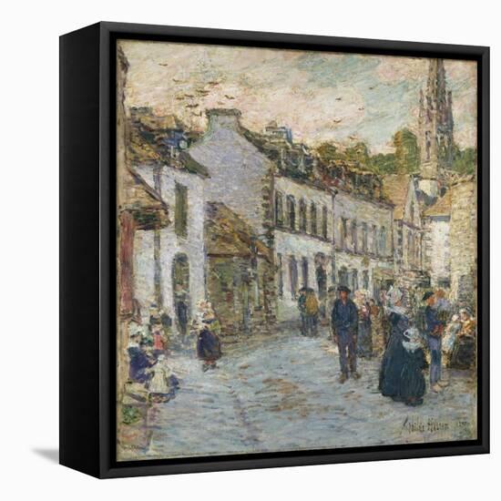 Street in Pont Aven - Evening, 1897-Childe Hassam-Framed Stretched Canvas