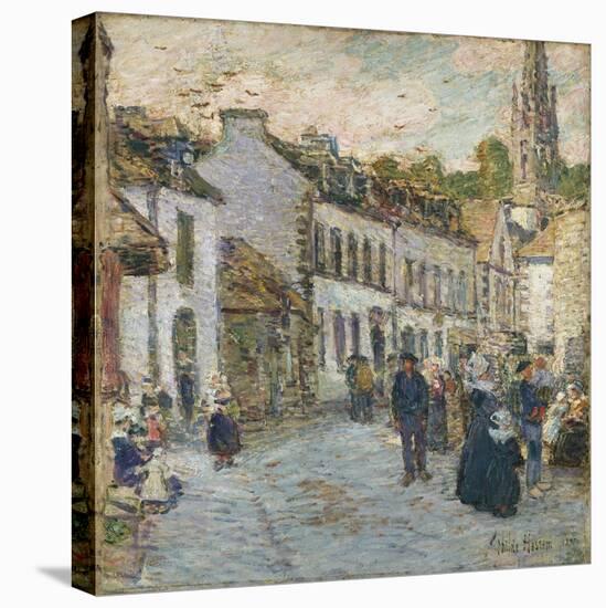 Street in Pont Aven - Evening, 1897-Childe Hassam-Stretched Canvas