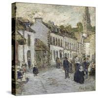 Street in Pont Aven in Evening-Childe Hassam-Stretched Canvas