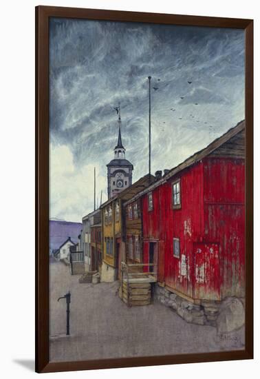 Street in Roros, 1902-Harald Oscar Sohlberg-Framed Giclee Print