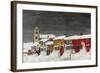 Street in Roros in Winter, 1903 (Oil on Canvas)-Harald Oscar Sohlberg-Framed Giclee Print