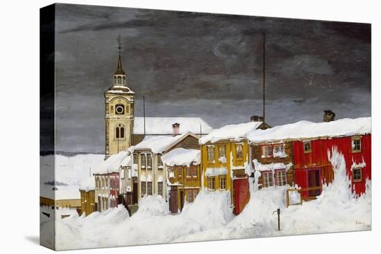 Street in Røros in Winter-Harald Sohlberg-Stretched Canvas