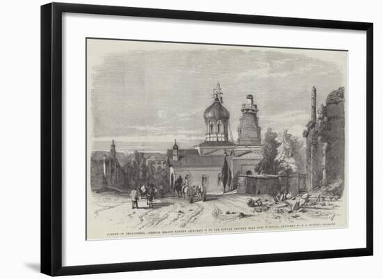 Street in Sebastopol, French Troops Taking Ammunition to the Mortar Battery Near Fort Nicholas-Edward Angelo Goodall-Framed Giclee Print