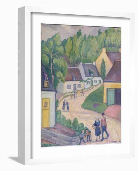 Street in St. Nicolas-du-Pelem, Brittany, c.1933-Stanislawa de Karlowska-Framed Giclee Print