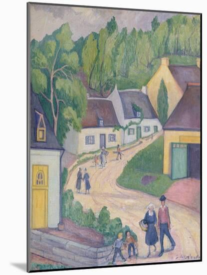 Street in St. Nicolas-du-Pelem, Brittany, c.1933-Stanislawa de Karlowska-Mounted Giclee Print