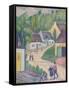 Street in St. Nicolas-du-Pelem, Brittany, c.1933-Stanislawa de Karlowska-Framed Stretched Canvas