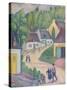 Street in St. Nicolas-du-Pelem, Brittany, c.1933-Stanislawa de Karlowska-Stretched Canvas