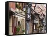 Street in the Heritage Village of Eguisheim, Alsatian Wine Road, Haut Rhin, Alsace, France, Europe-null-Framed Stretched Canvas