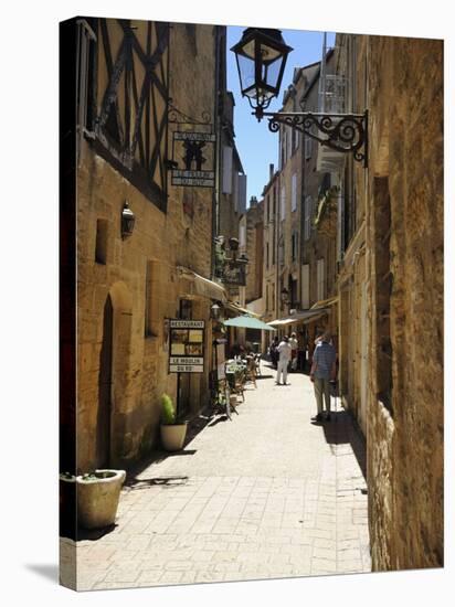 Street in the Medieval Old Town of Sarlat, Dordogne, France. Europe-Peter Richardson-Stretched Canvas